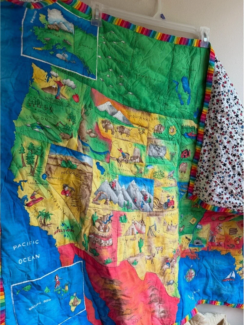Map of the USA Crib Blanket/Quilt or Wall Hanging